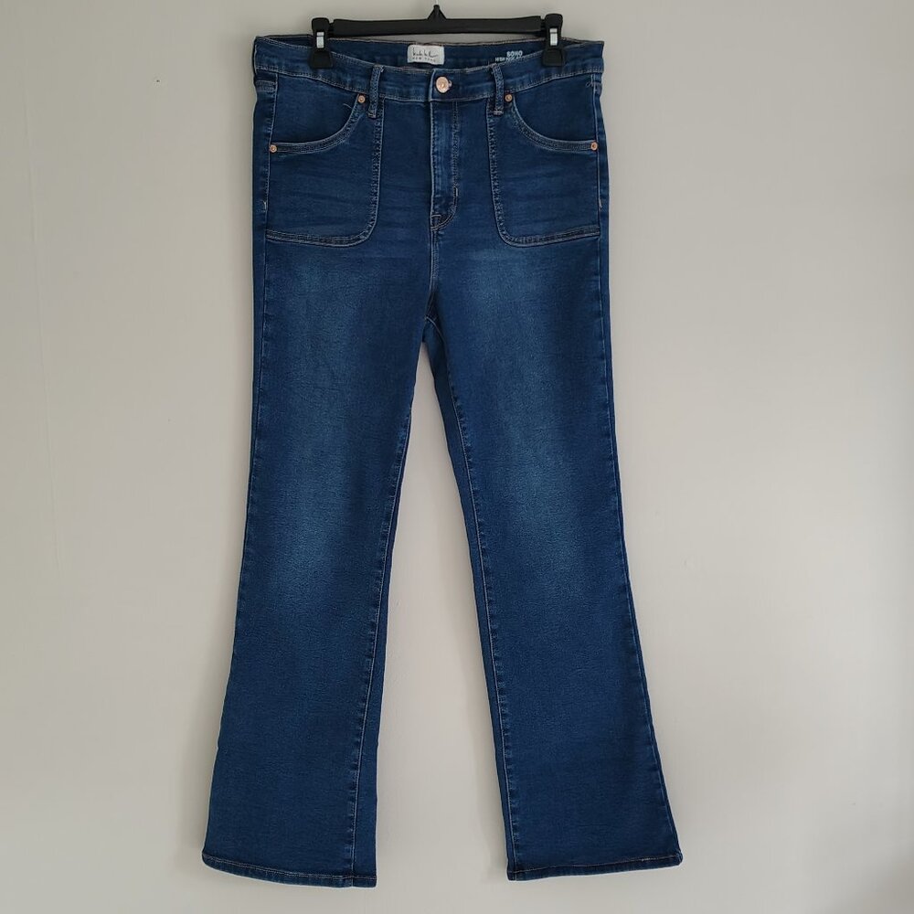 Nicole Miller Bootleg High Waist Blue Jeans Flat Front Pockets  - Size 14